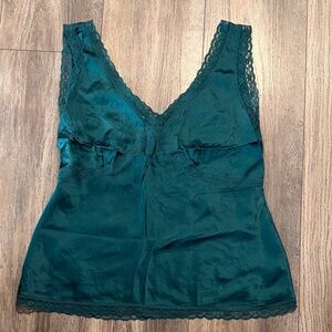 Nine West 100%Silk Teal Lace Chemise
